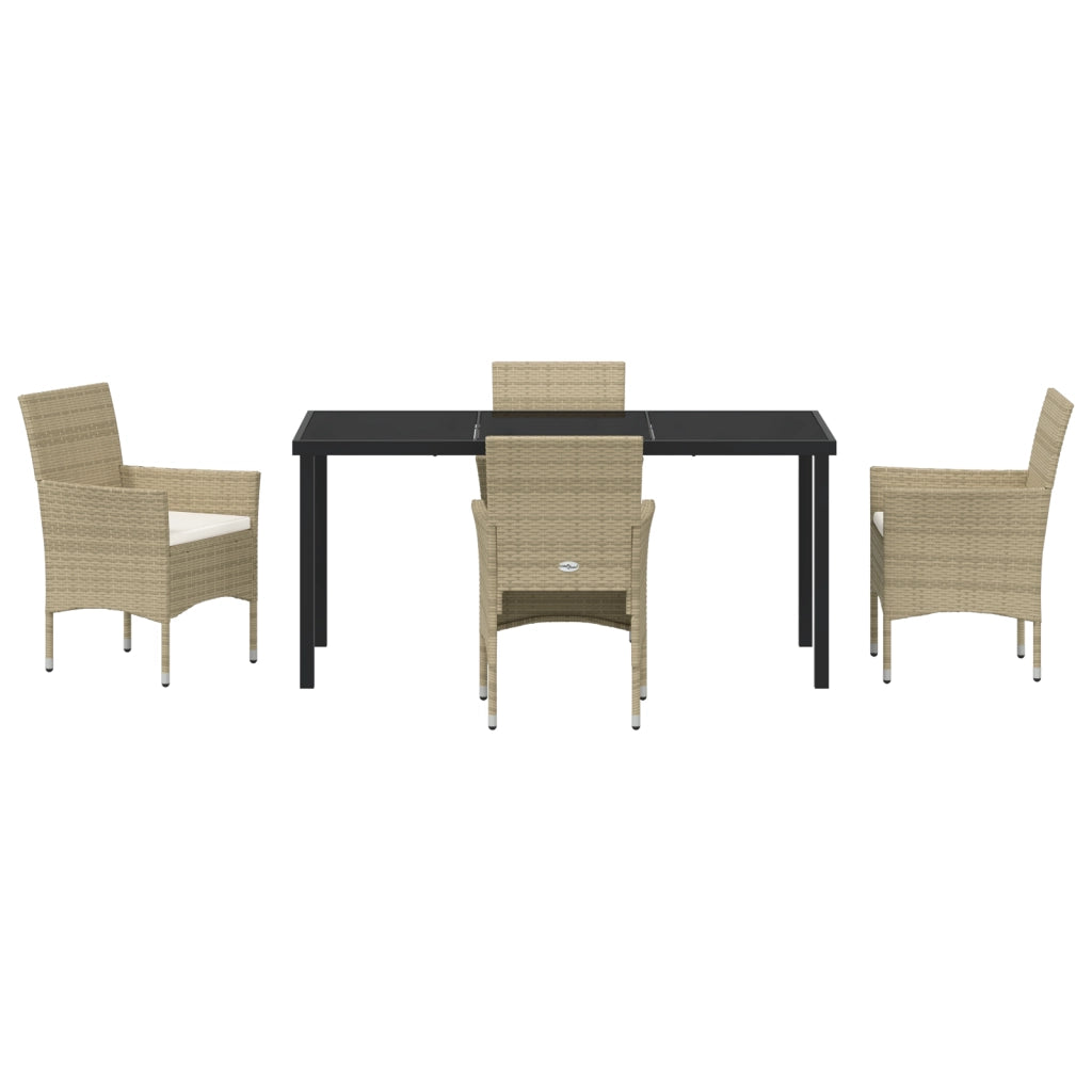 Set da Pranzo da Giardino 5 Pezzi Beigem Polyrattan