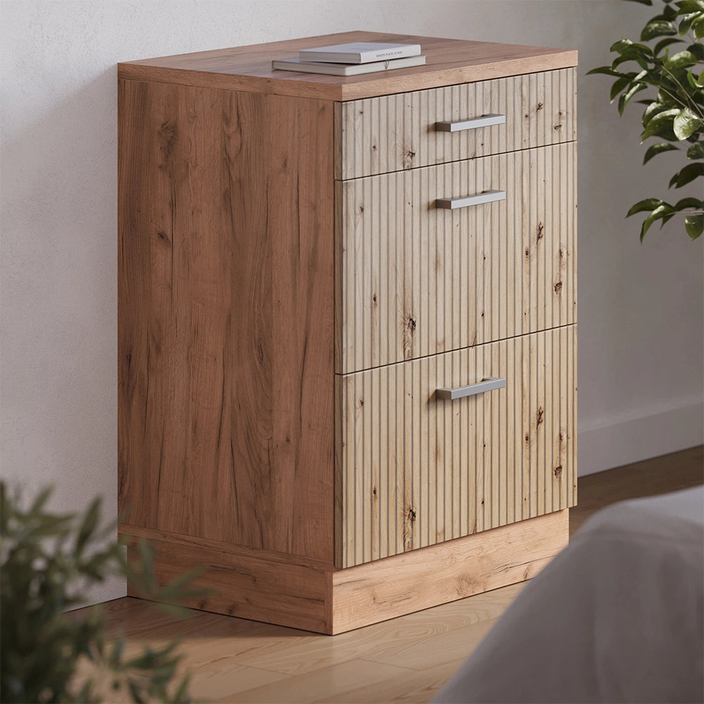Mobile cucina sottotetto R-Line Rovere artigianale/Rovere dorato 60 cm senza inclinazione con 3 cassetti Vicco