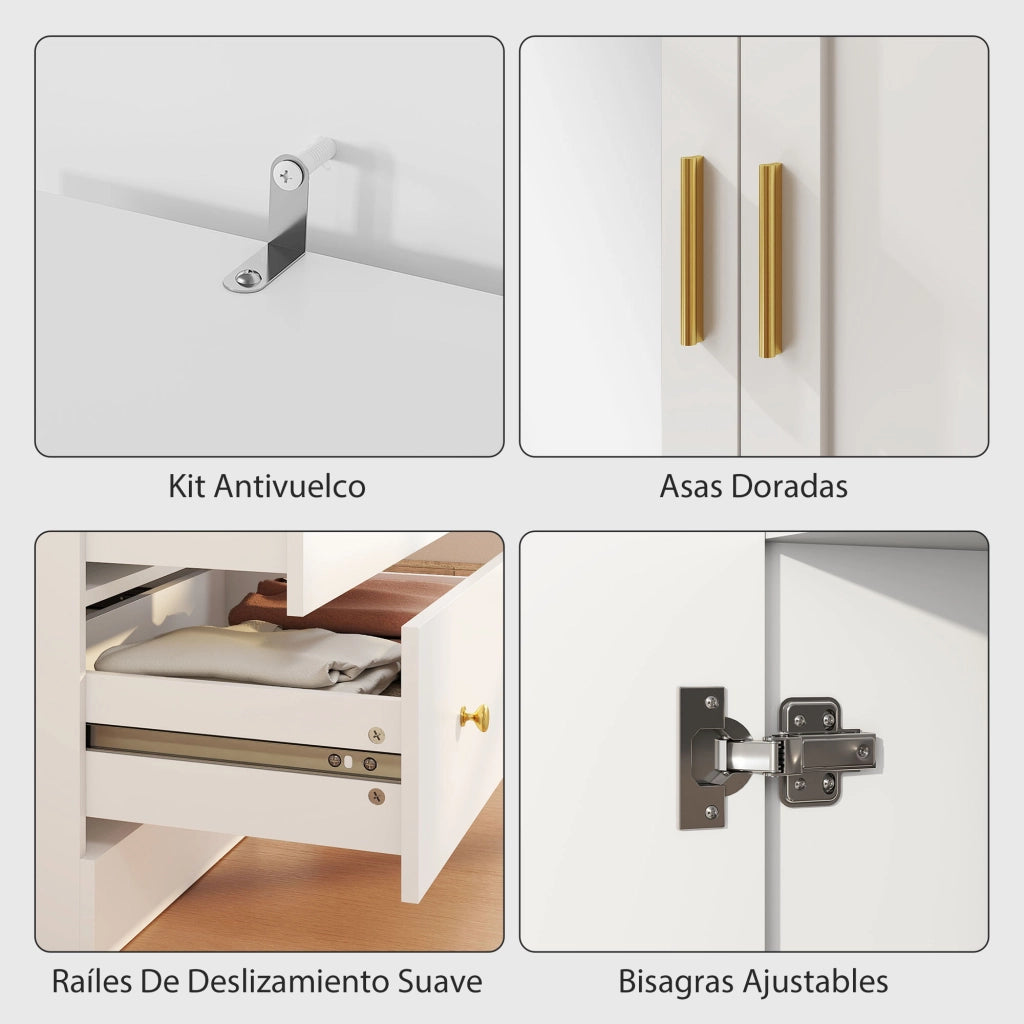 Armadio con Specchio e Appendiabiti ¨C Zephmum ¨C 80x50x180 cm Bianco