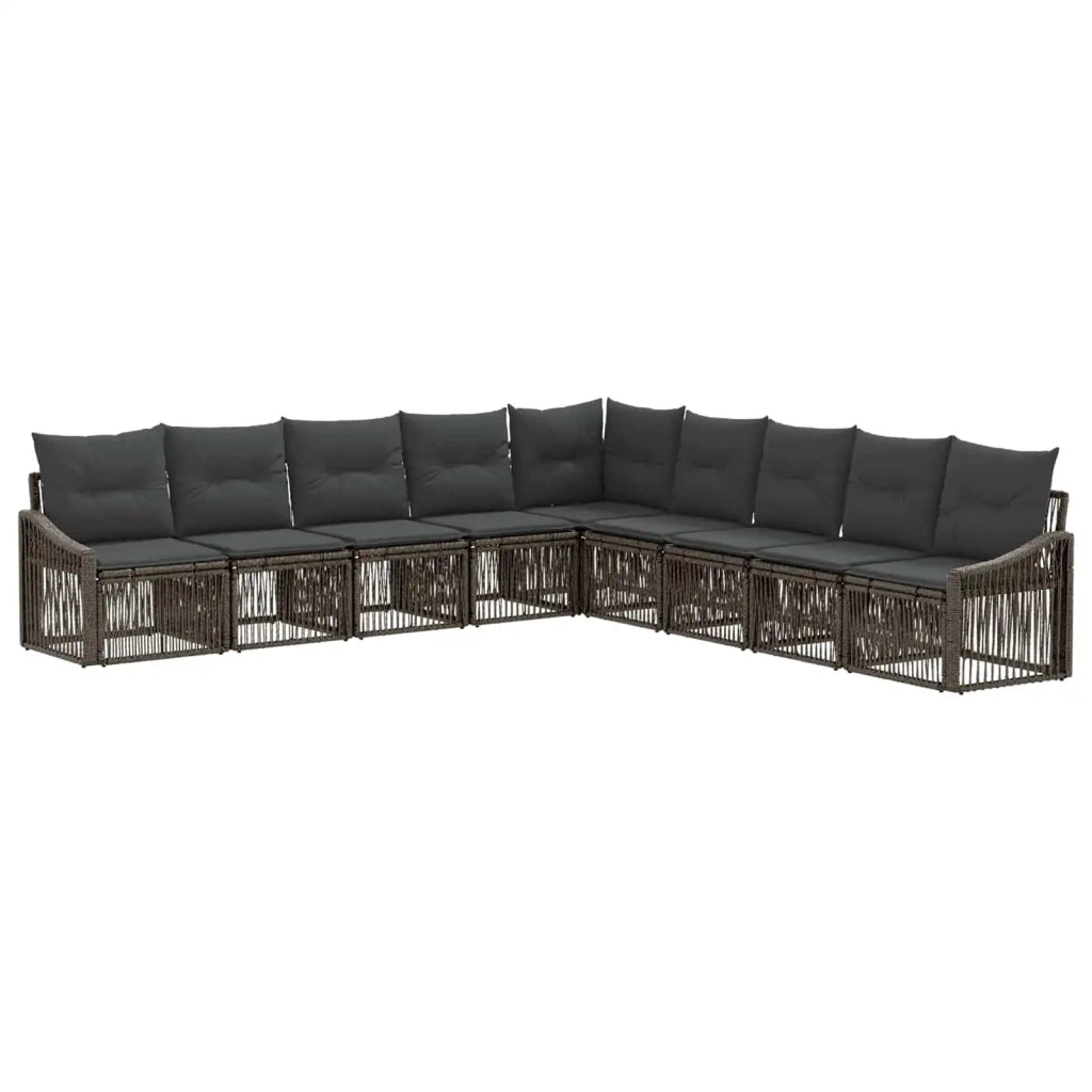 Set Divano da Giardino 9 pcs Grigio polyrattan 3436028