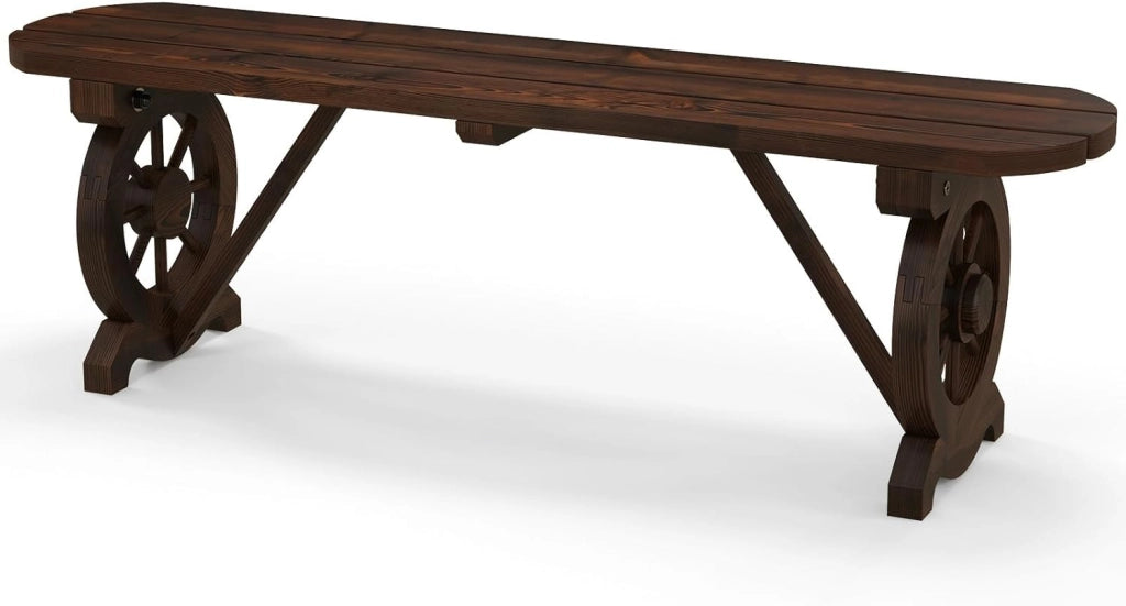 Panca da giardino, in carbonizzazione da superficie, panca in legno per 2 persone, panchine da parco, carico di 150 kg, per terrazza, balcone, vintage (forma curva, 139 x 36 x 41 cm)