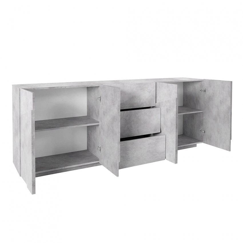 Credenza Moderna Cemento con 4 Ante e 3 Cassetti Ping