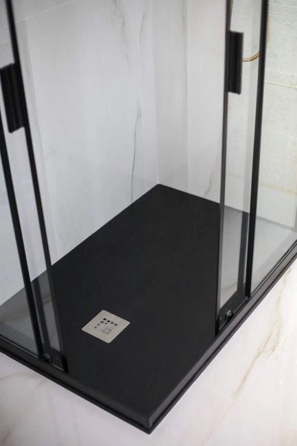 Box doccia scorrevole profilo nero cristallo 6mm trasparente anticalcare h.190cm Doliso Noir 90x100 cm