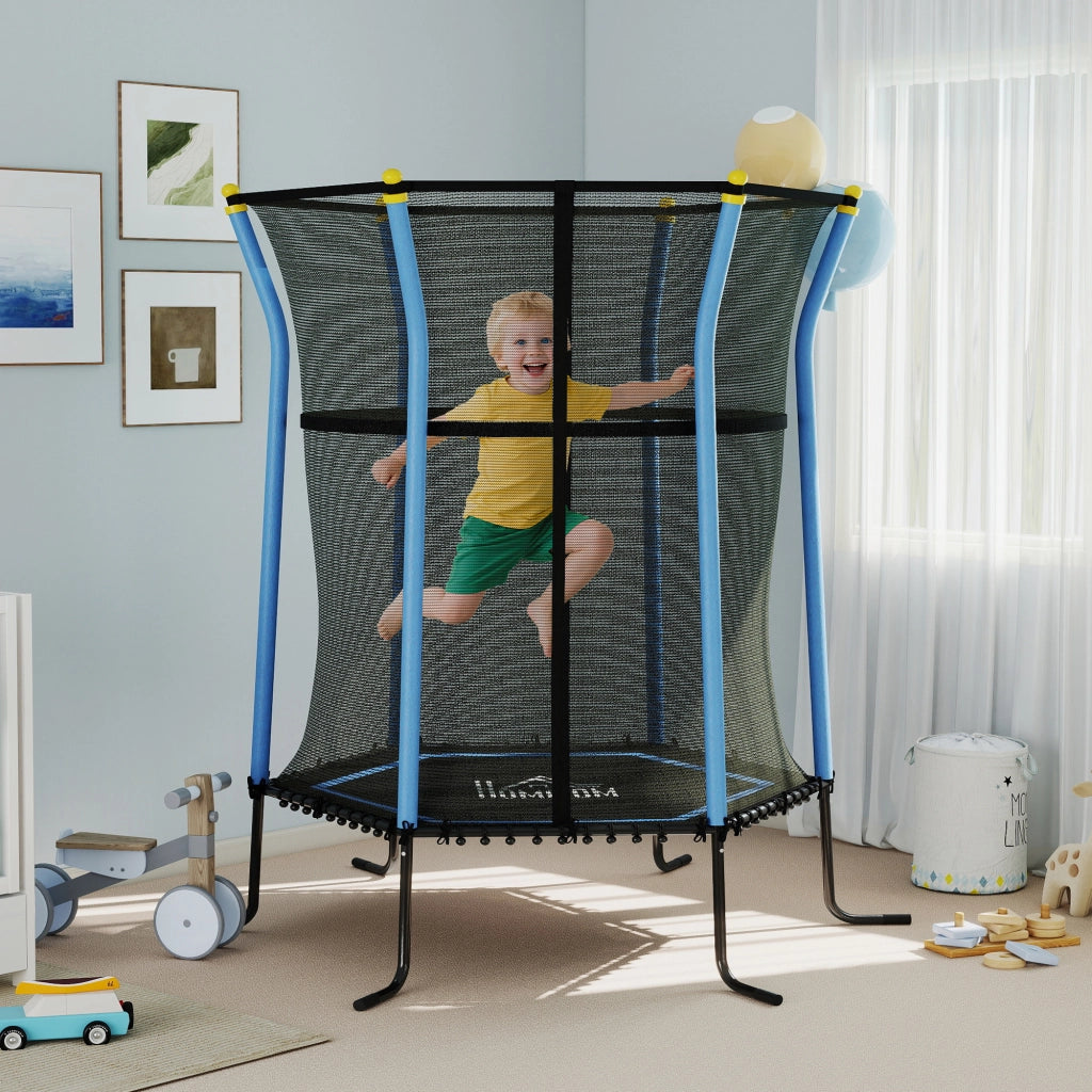 Tappeto elastico per bambini ¨C zephmum ¨C ? 163x190 cm blu nero con rete di sicurezza