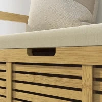 Panca Scarpiera a Doghe da Ingresso con Design a Ribalta, in Legno di Bambù, 100x40x60 cm