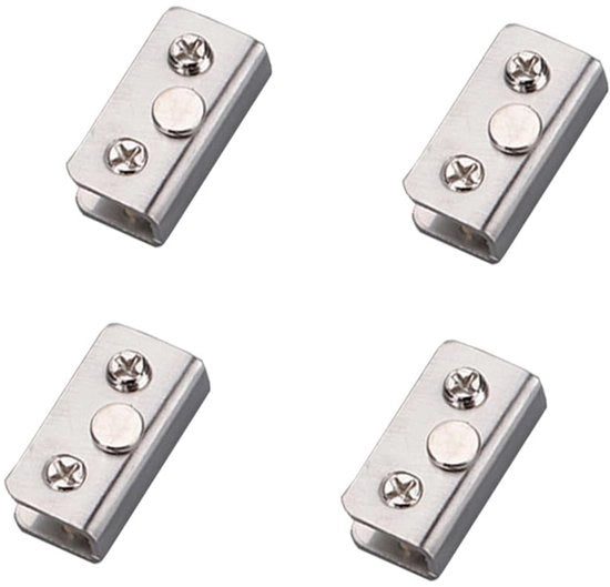 Magnetico per Porta in Vetro - 4 Pezzi - Antiscivolo - Acciaio Inossidabile - Morsetto Rettilineo - Per Vetro di 5-8 mm - Morsetto per Vetro