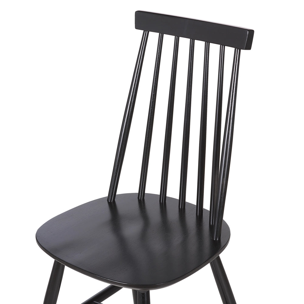 Set di 2 sedie da pranzo Sedia da cucina con schienale in legno massello Nero