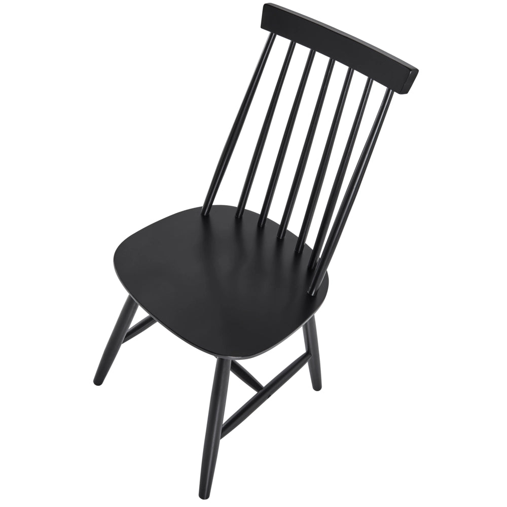 Set di 2 sedie da pranzo Sedia da cucina con schienale in legno massello Nero