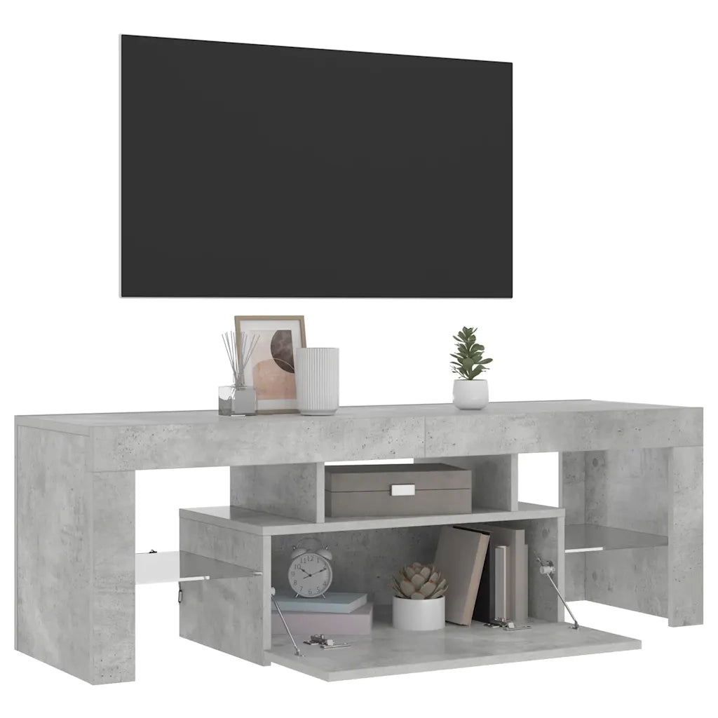Mobile Porta TV con Luci LED Grigio Cemento 120x35x40 cm 804350