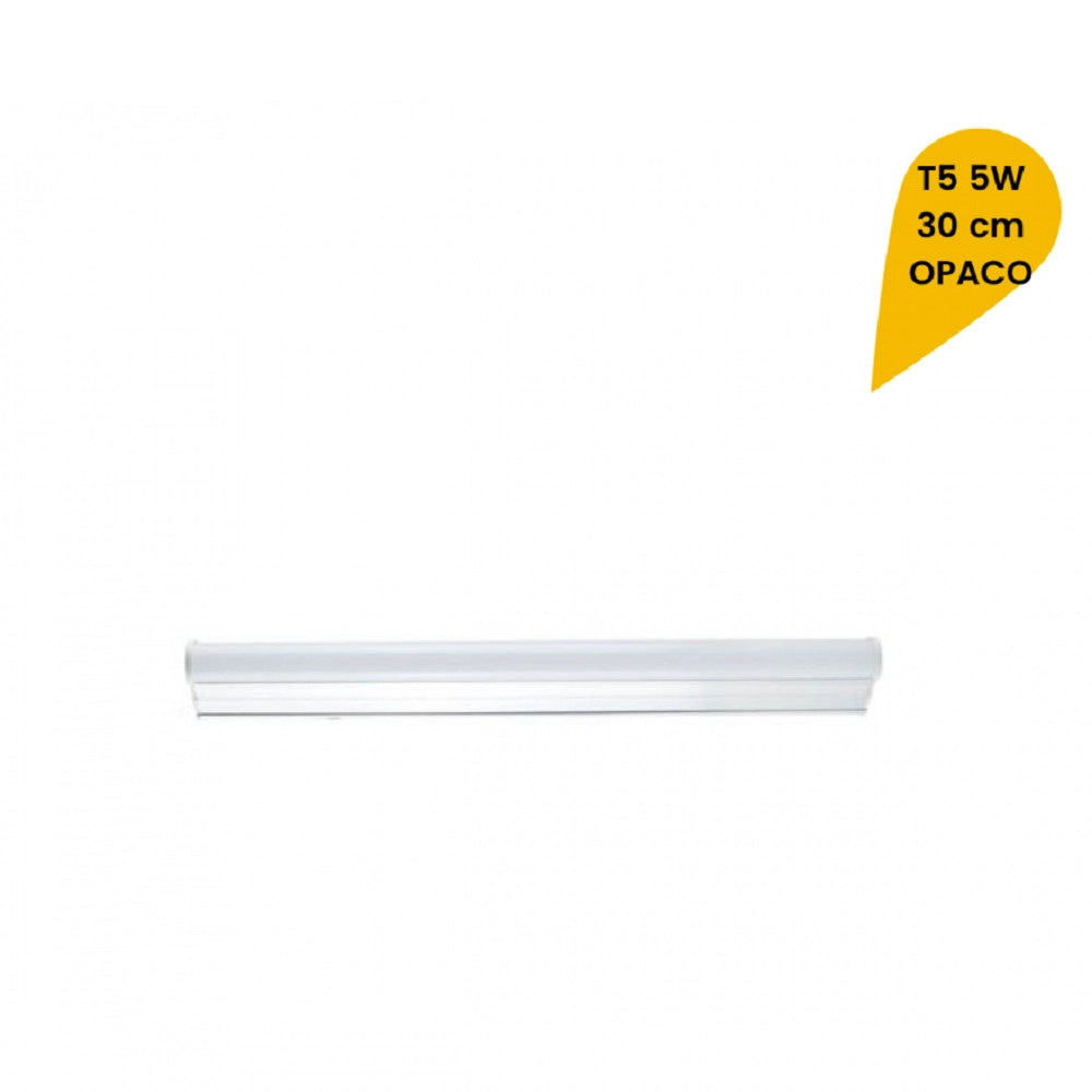 Trade Shop - Plafoniera Led Neon T5 Sotto Pensile Reglette Tubo Vetro Opaco 5 Watt 30cm T5-30 - -bianco Caldo      -