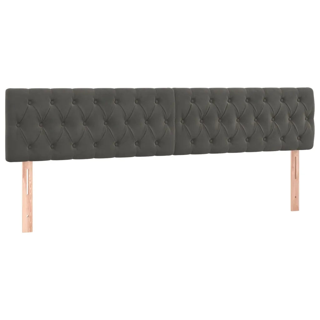 Testiere 2 pz Grigio Scuro 100x7x78/88 cm in Velluto