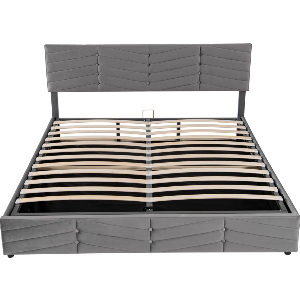 Letto matrimoniale con contenitore 160 x 200 cm grigio