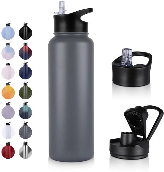 Bottiglia d'acqua 1200 ml - Isolata - In acciaio inossidabile - Doppio strato - Senza BPA - Impermeabile - Con imbuto - Ossidatore d'acqua
