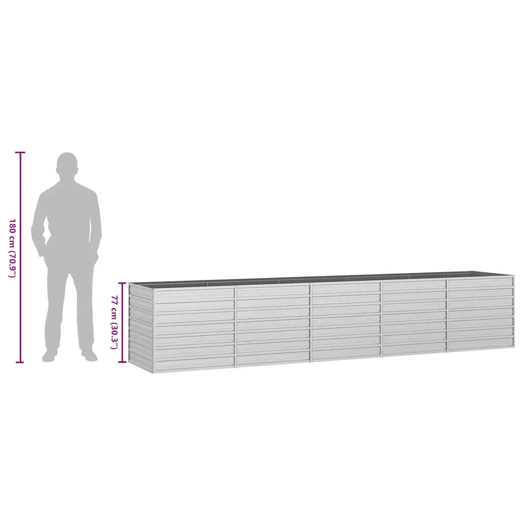 Letto Rialzato Giardino 400x80x77 cm in Acciaio Zincato Argento 316900