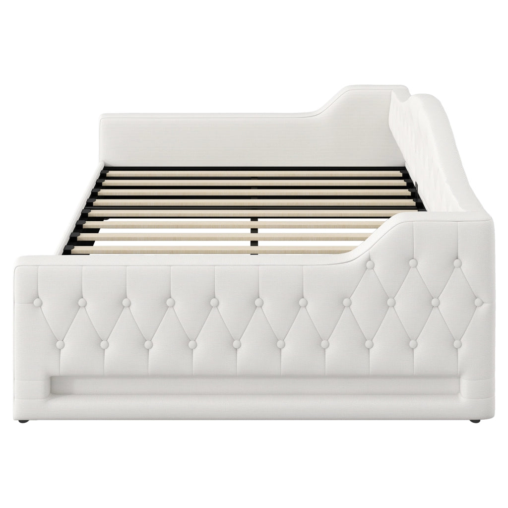 LETTO Contenitore 140x200 cm con LED Beige in MDF e Plywood
