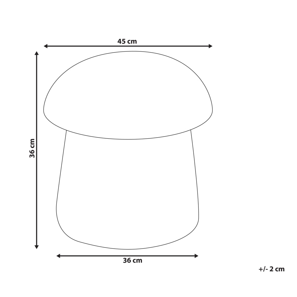 Pouf Beige Boucle Rotondo 45 x 45 x 46 cm Poggiapiedi Tappezzeria a forma di fungo Soggiorno moderno Camera da letto
