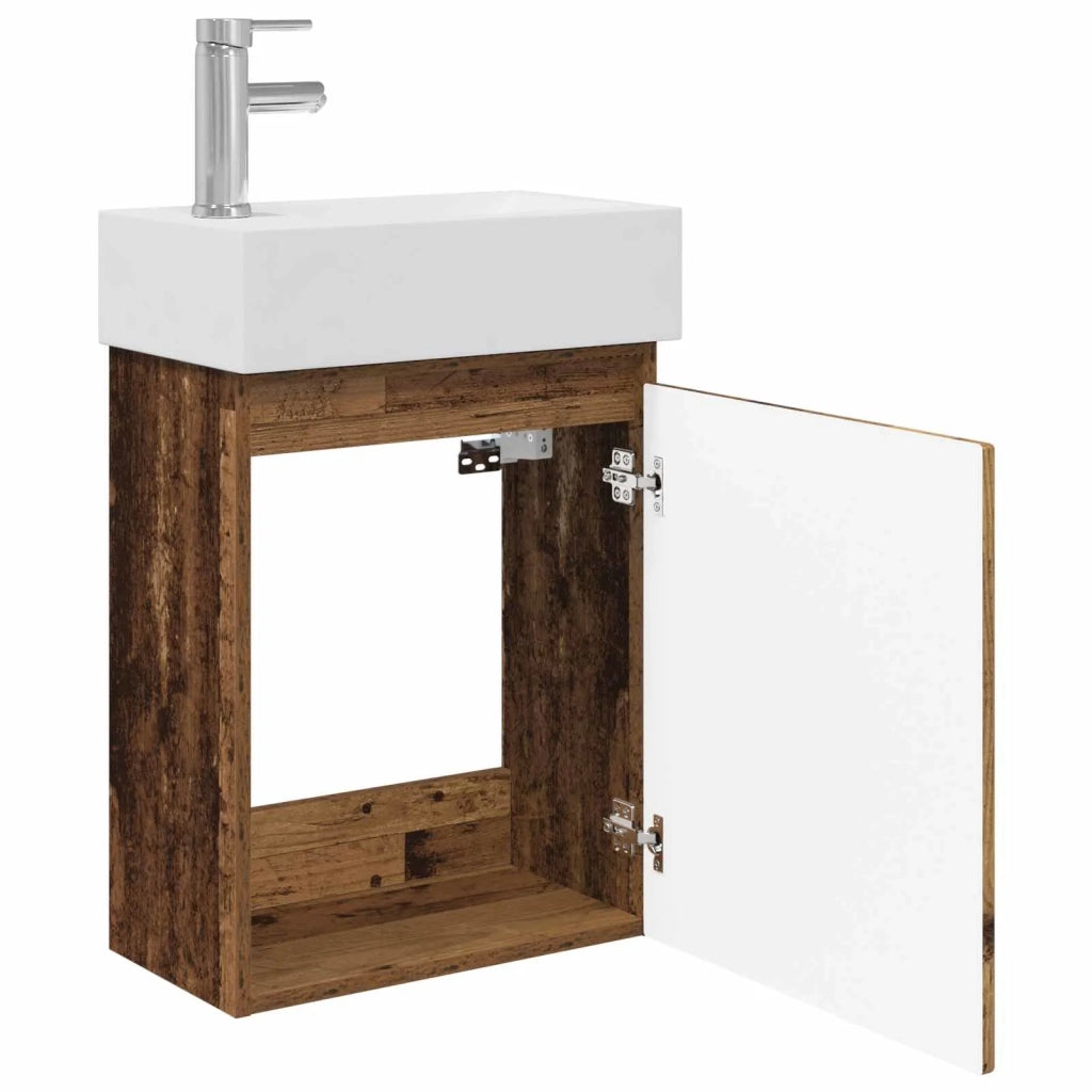 Mobile bagno con rubinetto Legno antico 45,5 x 22,5 x 84 cm