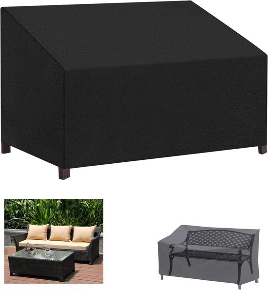 Banco per giardino 3 posti - Impermeabile, Resistente al vento - 1 pezzo - Nero - Tela Oxford Heavy Duty - 236 x 101 x 89/70 cm