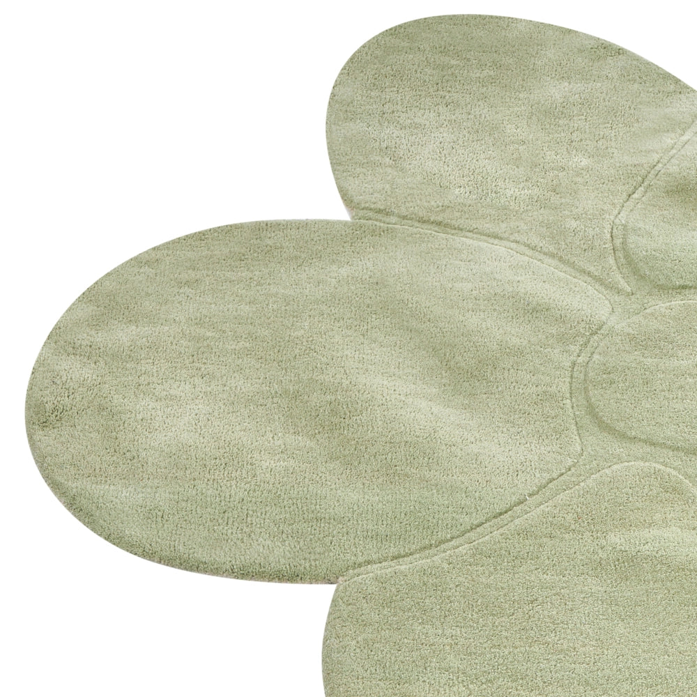 Tappeto in lana a forma di fiore verde chiaro 140 x 140 cm camera da letto cameretta