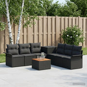 Set di divani 8 pz Nero Rattan sintetico e Acciaio 3447996