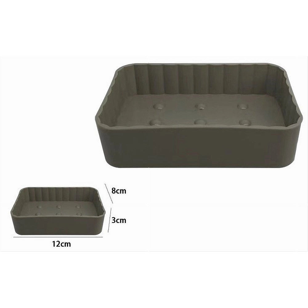 Trade Shop - Portasapone Saponetta Da Bagno Rettangolare Beige Rigato Accessorio Arredo 79168 -