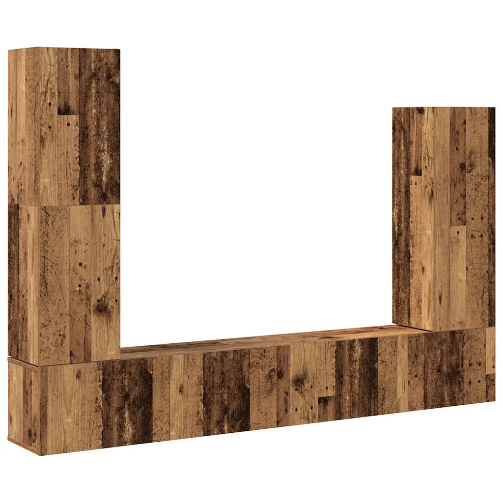 Set Mobile TV 4 pz | Armadietto TV | Mobile Porta TV Montato a Parete Legno Antico in Truciolato