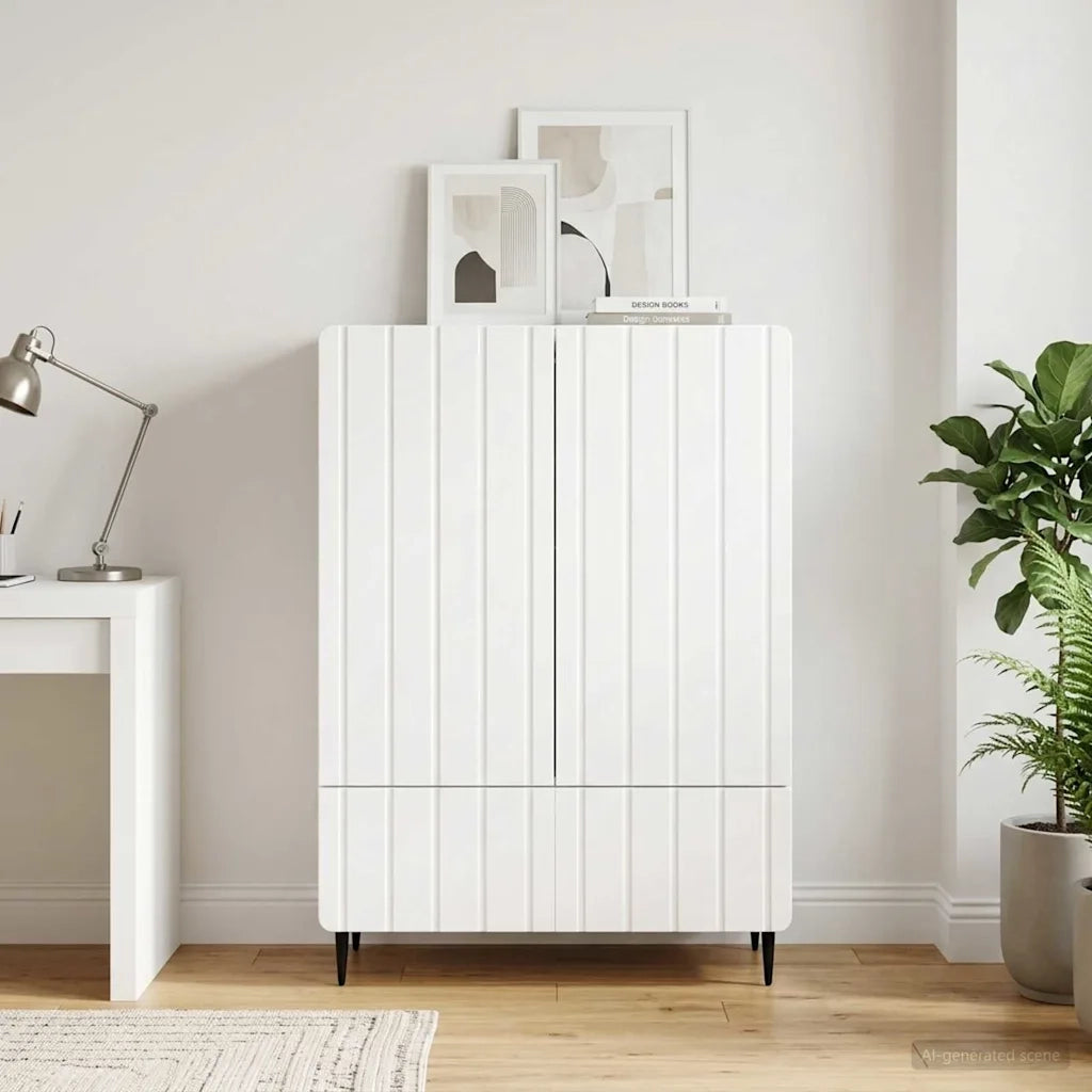 Credenza Bianco Lucido 66 x 34,5 x 97 cm Legno ingegnerizzato 894439