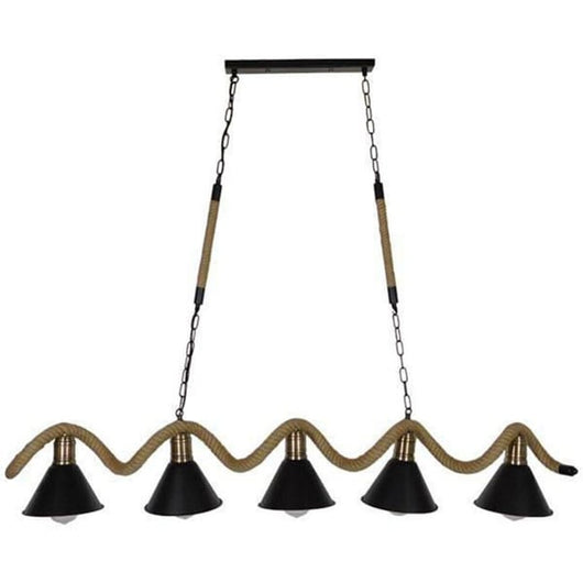 Lampadario da soffitto corda in canapa vintage rustico lampada 5 attacchi E27