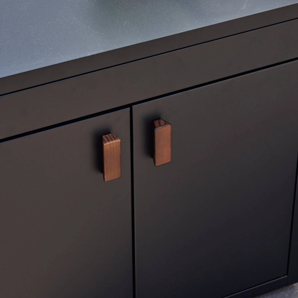 Cucina esterna in acciaio con 2 ante, 75,5cm, nero