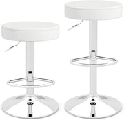 Set di 2 sedie da bar, sgabello girevole a 360° con poggiapiedi, base rotonda e antiscivolo, altezza regolabile da 65 a 85 cm, sedie alte per cucina, bar e soggiorno, colore: bianco