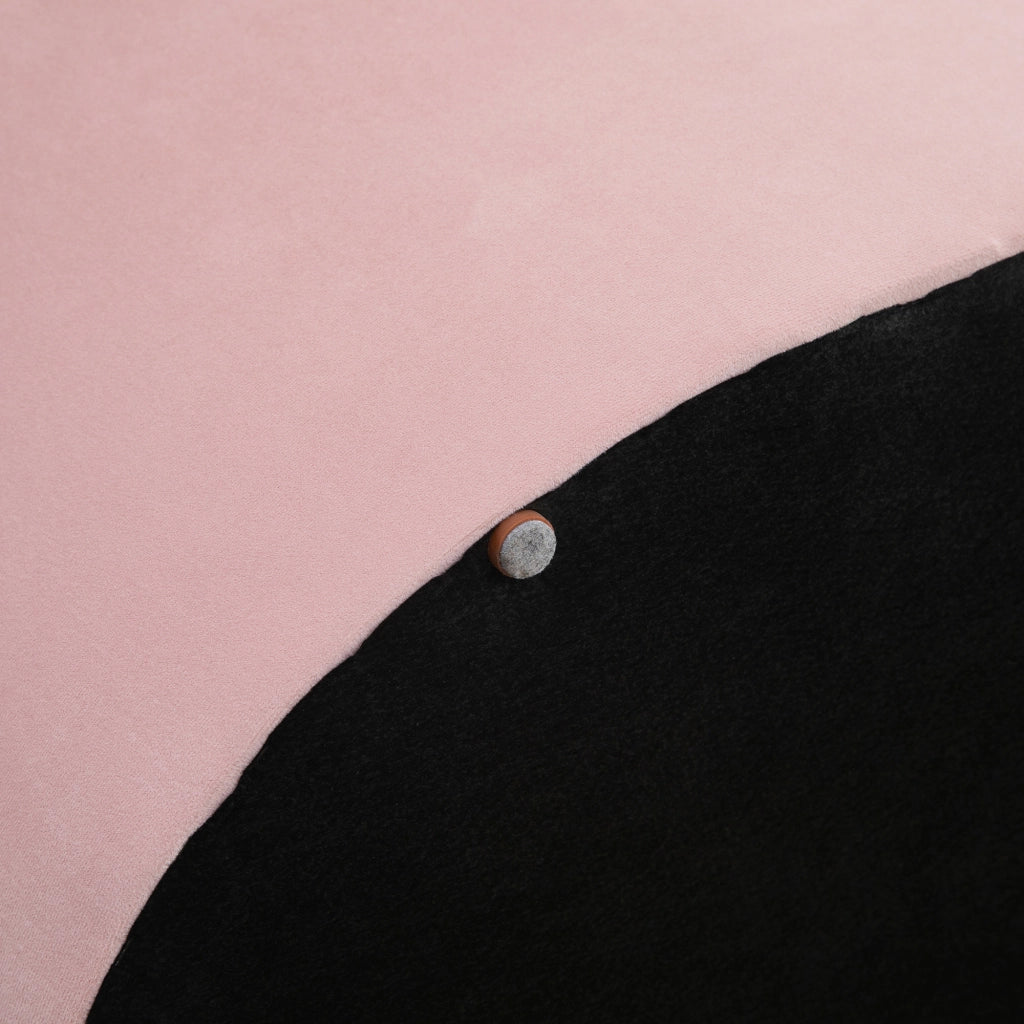 Pouf Contenitore con Coperchio Imbottito e Trapuntato, Poggiapiedi in Velluto Ovale per Salotto e Camera da Letto, Rosa
