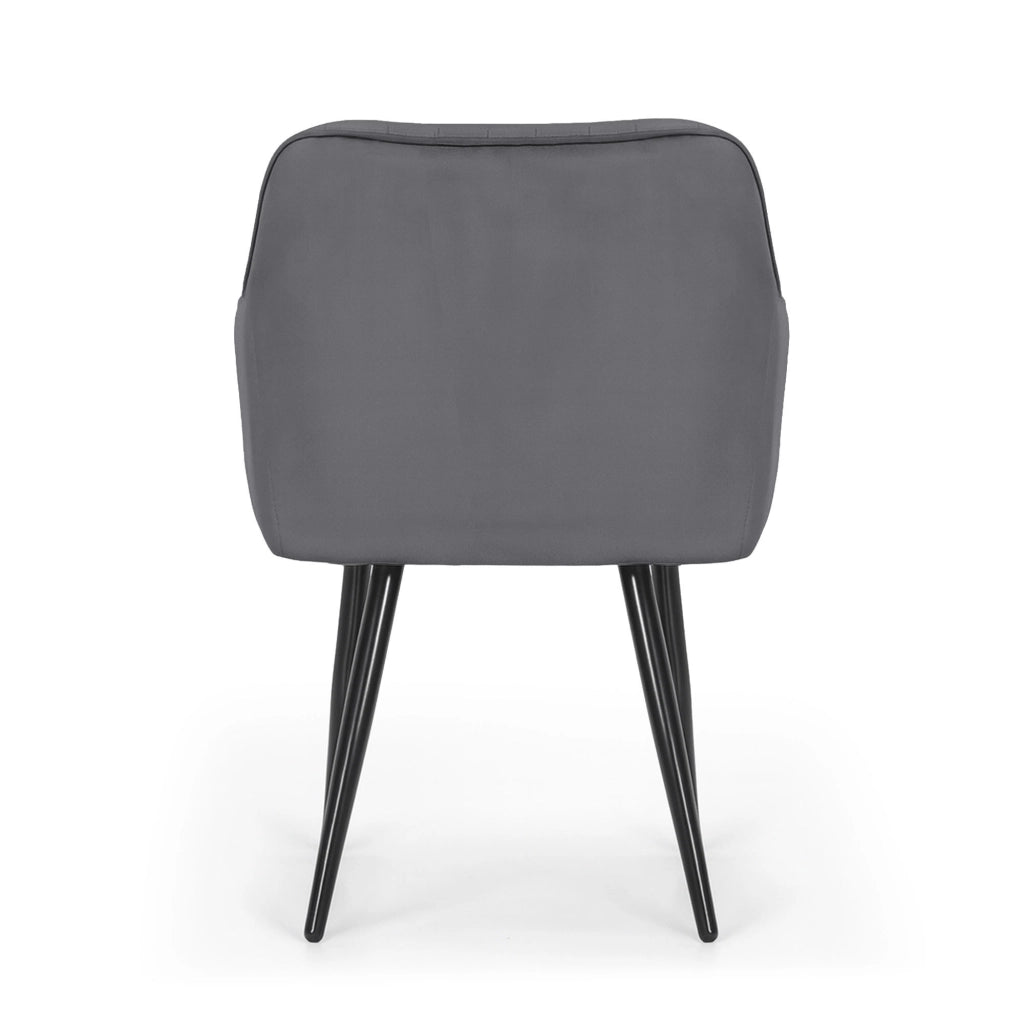 Set di 4 Sedie in velluto con cuciture verticali FLORENCE Grafite gambe nere