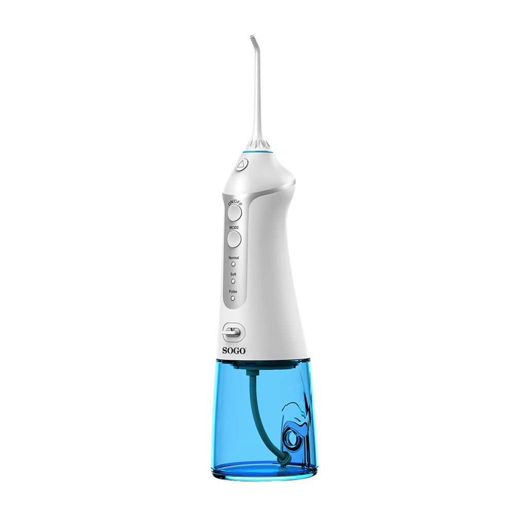 Idropulsore dentale portatile ricaricabile 300ml con 3 modalità e rotazione 360°, impermeabile IPX7 per pulizia orale - Sogo