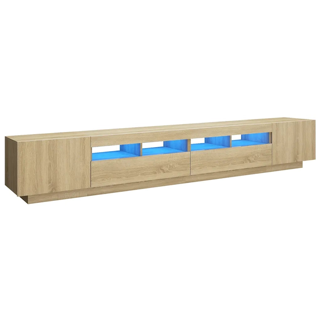Mobile Porta TV con Luci LED Rovere Sonoma 260x35x40 cm 3081918