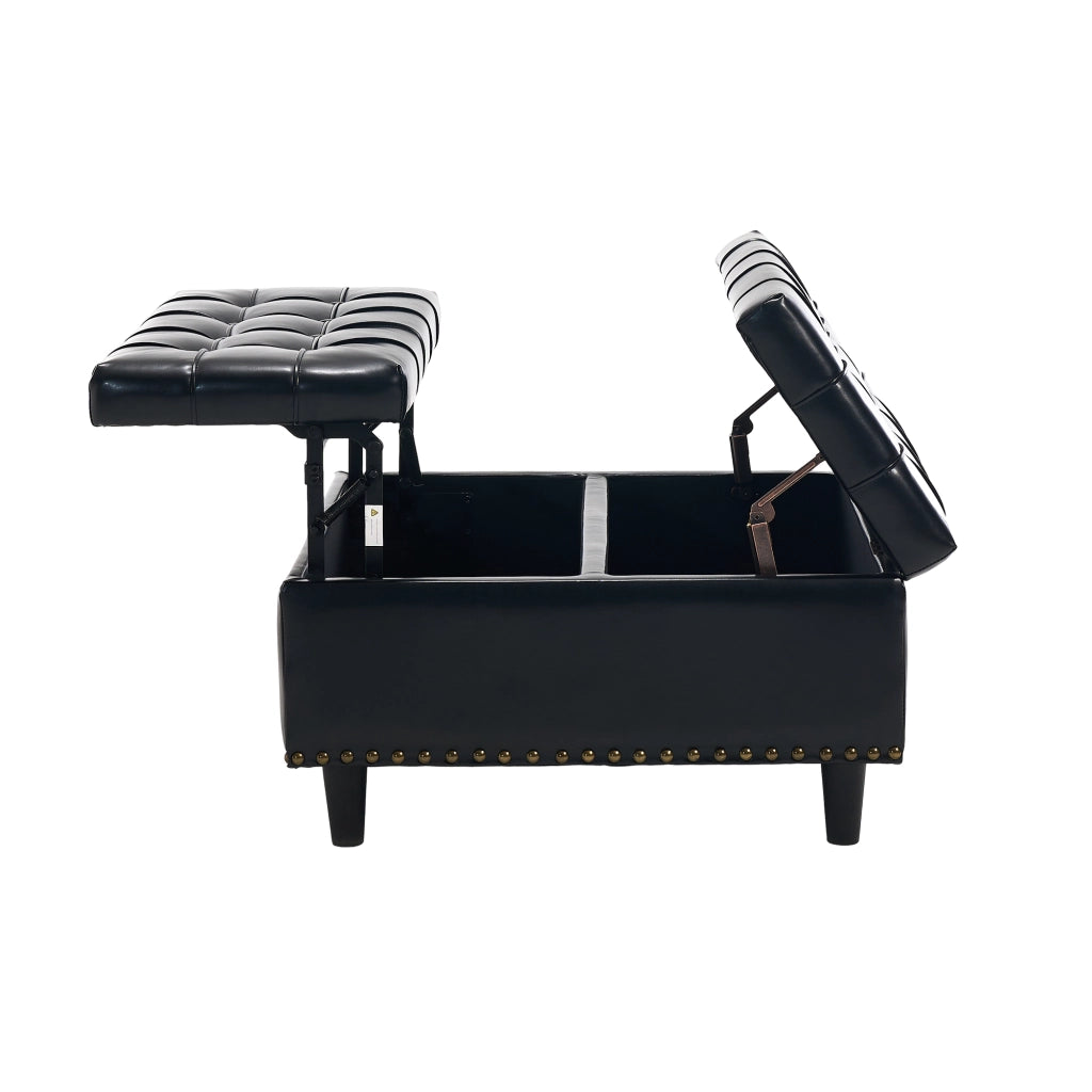 Panca Contenitore Imbottita ¨C MINIMAL ¨C Seduta con Vano, PU Nero