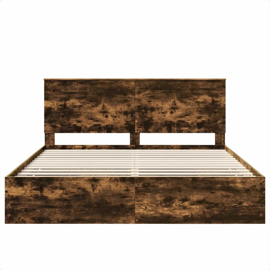 Struttura del letto con cassetto Rovere fumé 200 x 200 cm 3409430