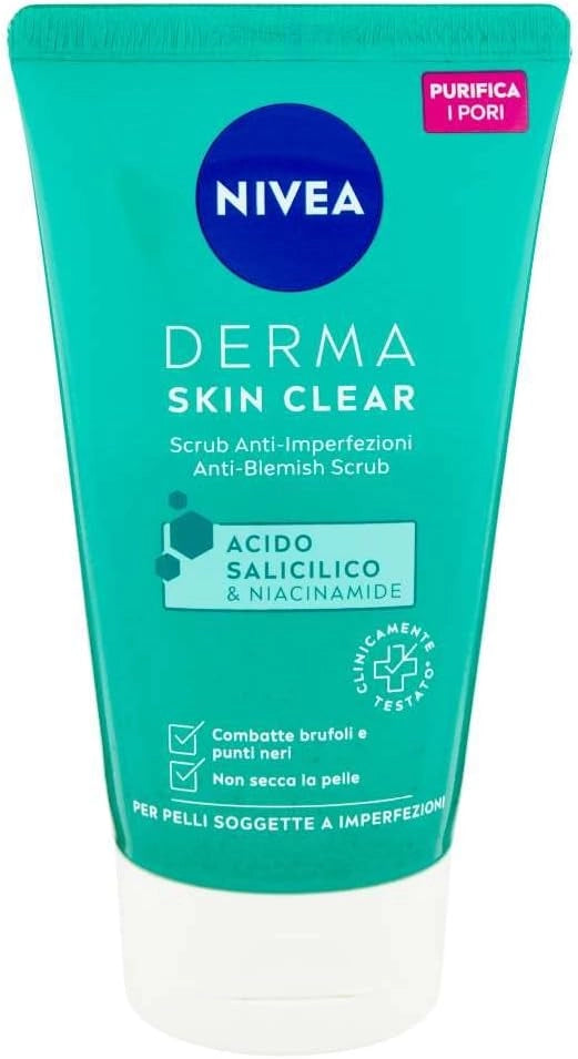 NIVEA DERMA SKIN CLEAR SCRUB VISO 50ML CON ACIDO SALICICLICO E NIACINAMIDE
