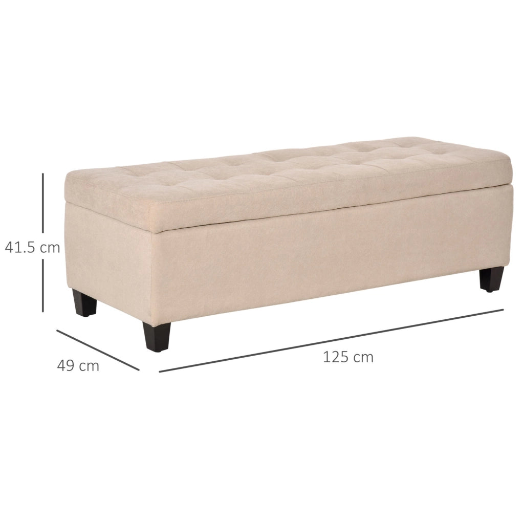 Panca imbottita contenitore beige 125 cm con coperchio