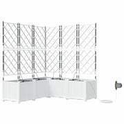 Set di 5 fioriere da giardino moderne con sistema di irrigazione 120 x 120 x 142 cm acciaio bianco 02_0058619