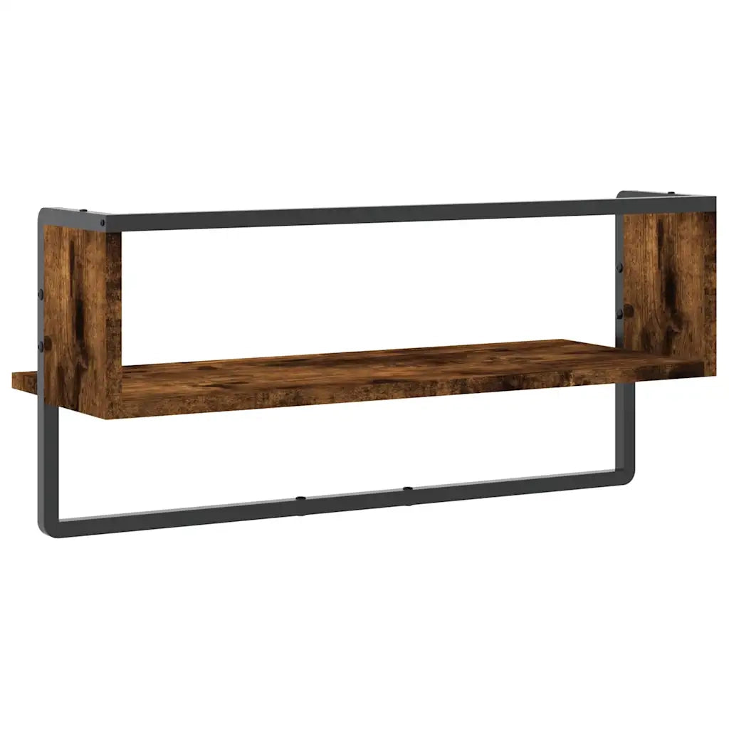 Mensola a Parete con Asta Rovere Fumo 65x25x30 cm 836290