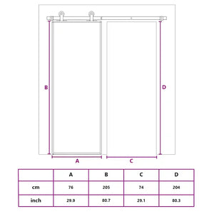 Porta Scorrevole in Vetro ESG e Alluminio 76x205 cm Nera 151014