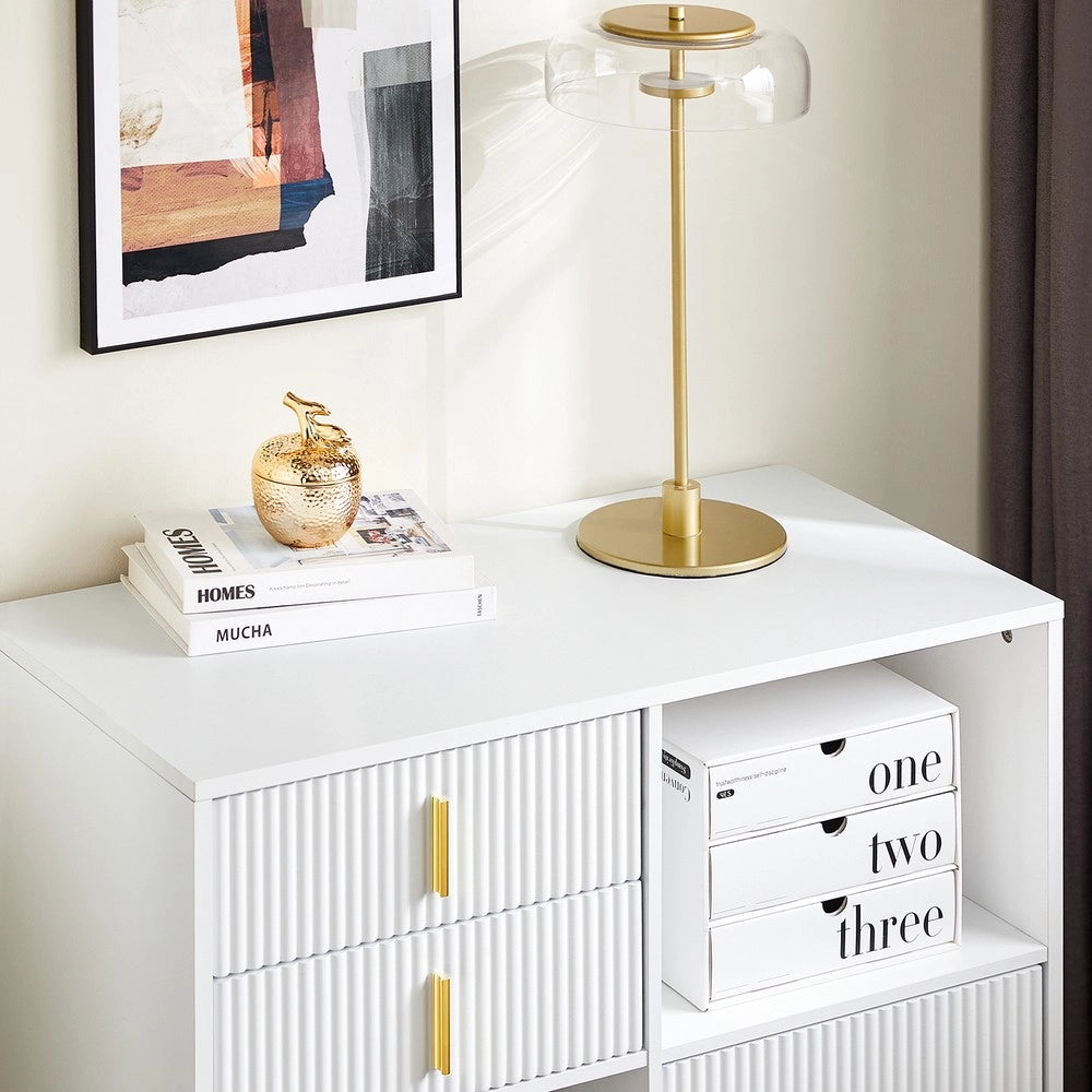 SoBuy Cassettiera Ufficio da Scrivania Schedario da Ufficio con 3 Cassetti e Armadietto Portaoggetti, Mobiletto Porta Stampante Salvaspazio Bianco 80x40x75 cm ASK11-W