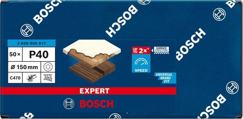 2608900917 - Set 50 fogli abrasivi C470 , D 150mm ,  P40 , PEXPERT for LEGNO+VERNICE