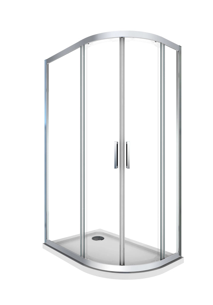 Box doccia 6 mm angolare curvo semicircolare profilo cromo reversibile H.190 80x120 sinistro piatto incluso