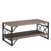 Tavolino da caffè Piano in legno color tortora Ripiano con struttura in metallo Nero 120 x 60 cm Piano in truciolare