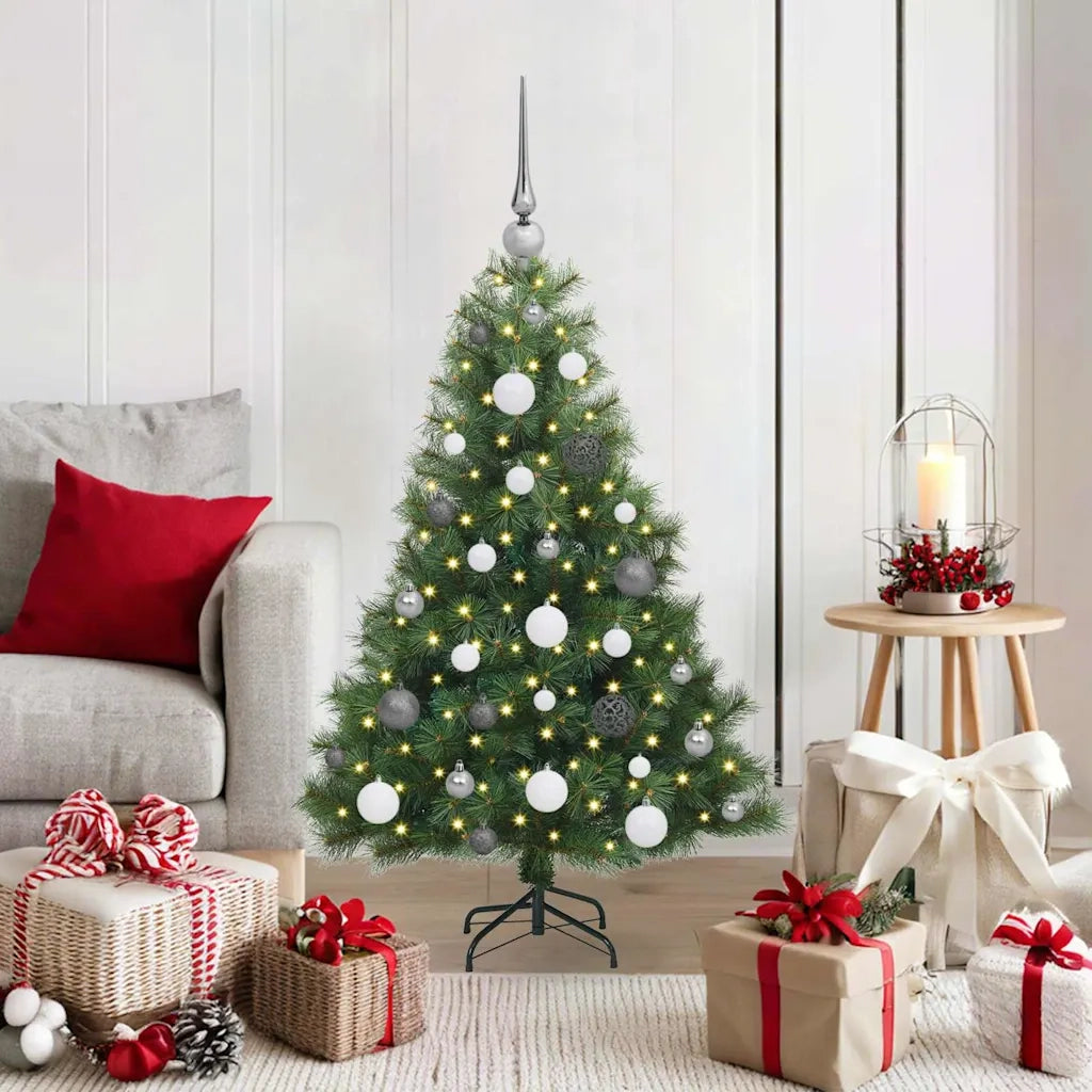 Albero di Natale artificiale con 150 LED Verde 120 cm PE e PVC