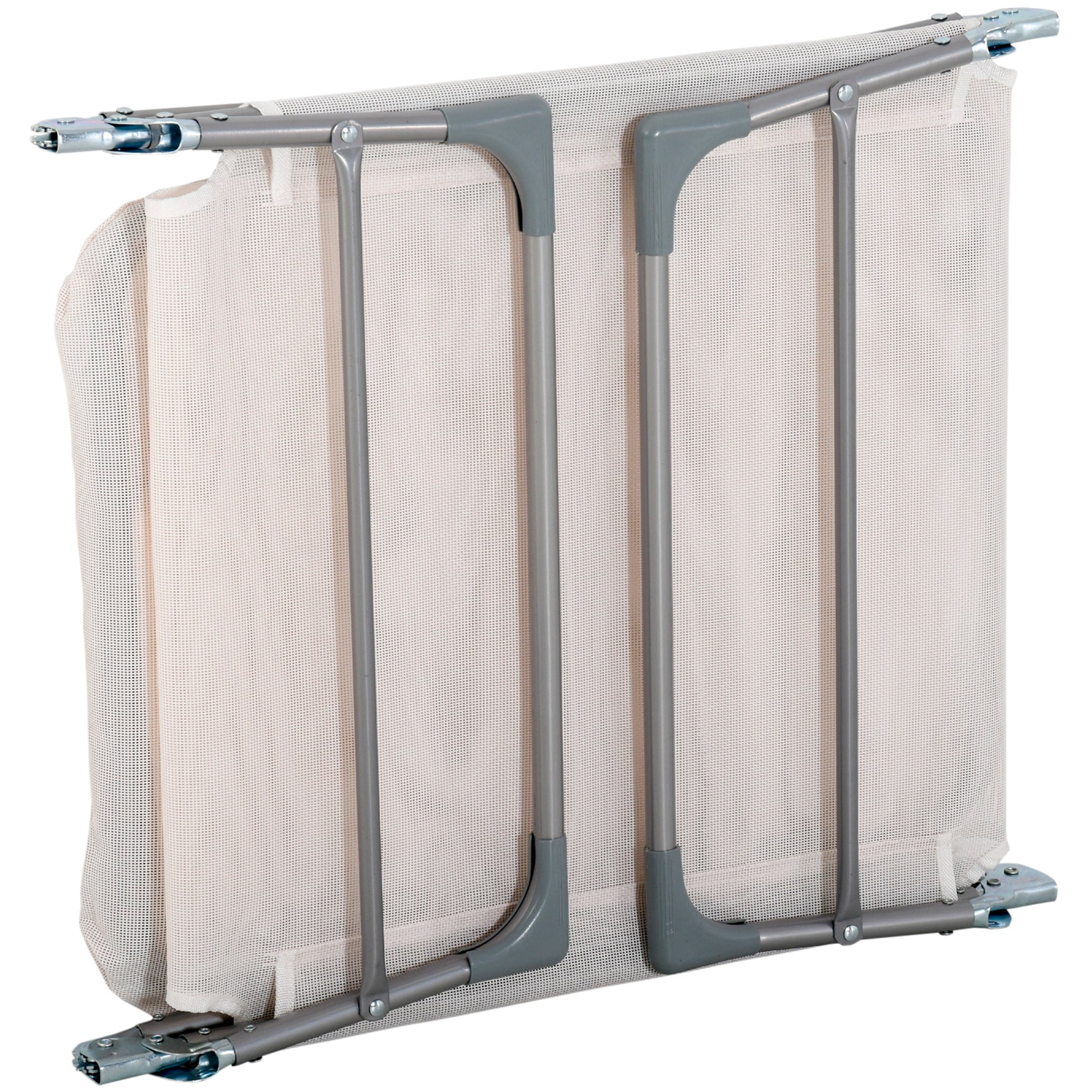 Sdraio da Giardino 182x56x28 cm Pieghevole con Schienale Reclinabile e Cuscino in Metallo e Texteline Crema