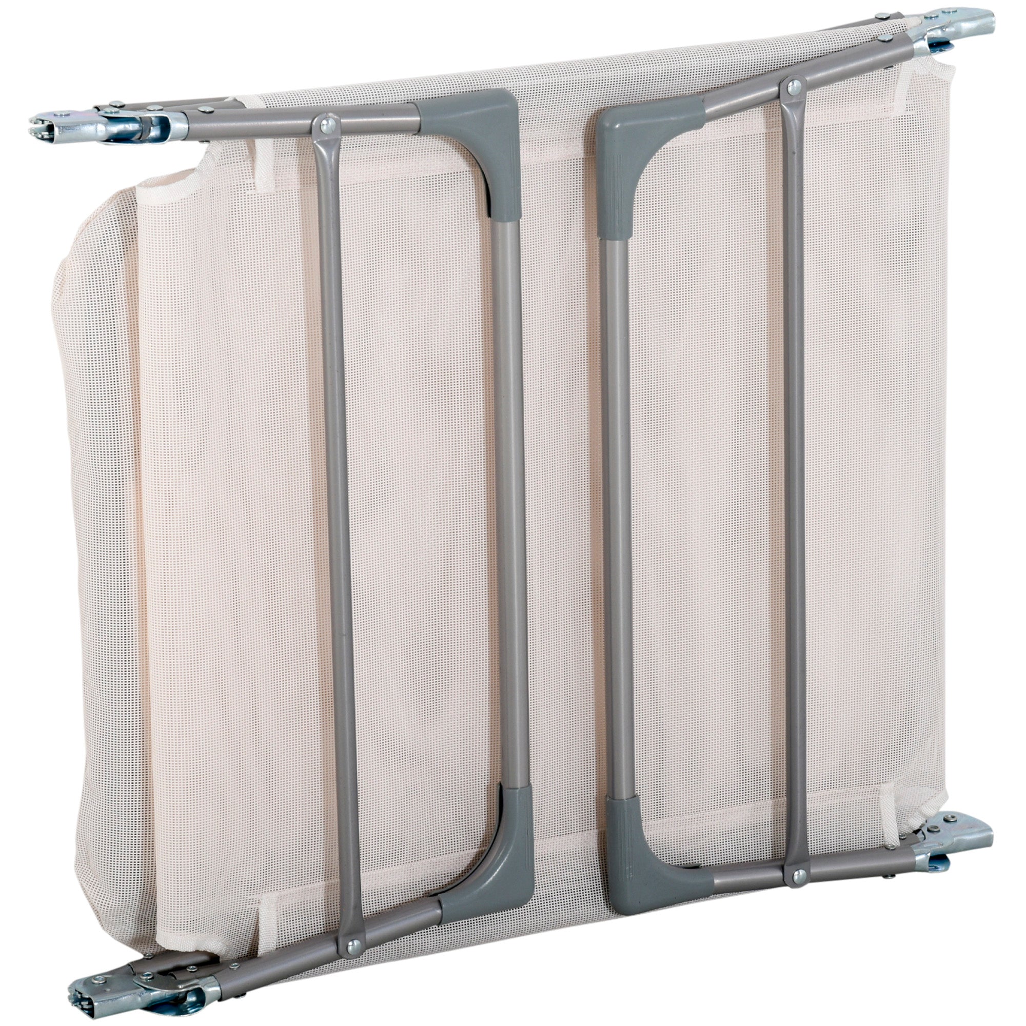Sdraio da Giardino 182x56x28 cm Pieghevole con Schienale Reclinabile e Cuscino in Metallo e Texteline Crema
