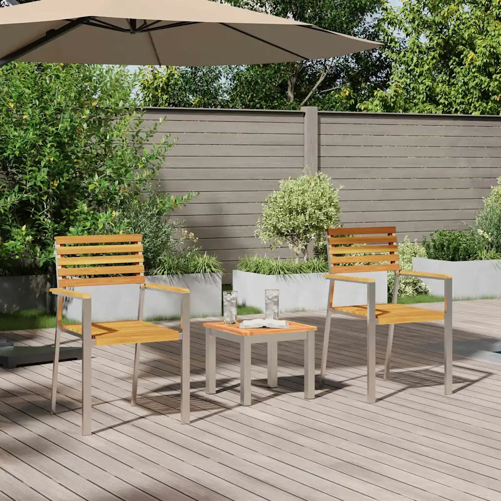 Set da Pranzo per Giardino 3 pz | Set Salotto da Giardino Legno di Acacia Massello