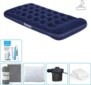 Lettino gonfiabile - 1 Persone - 99 x 188 x 28 cm - Blu - Incluso pompa - Sacco gonfiabile - Cuscino - Cuscino protettore - Pompa e set di riparazione